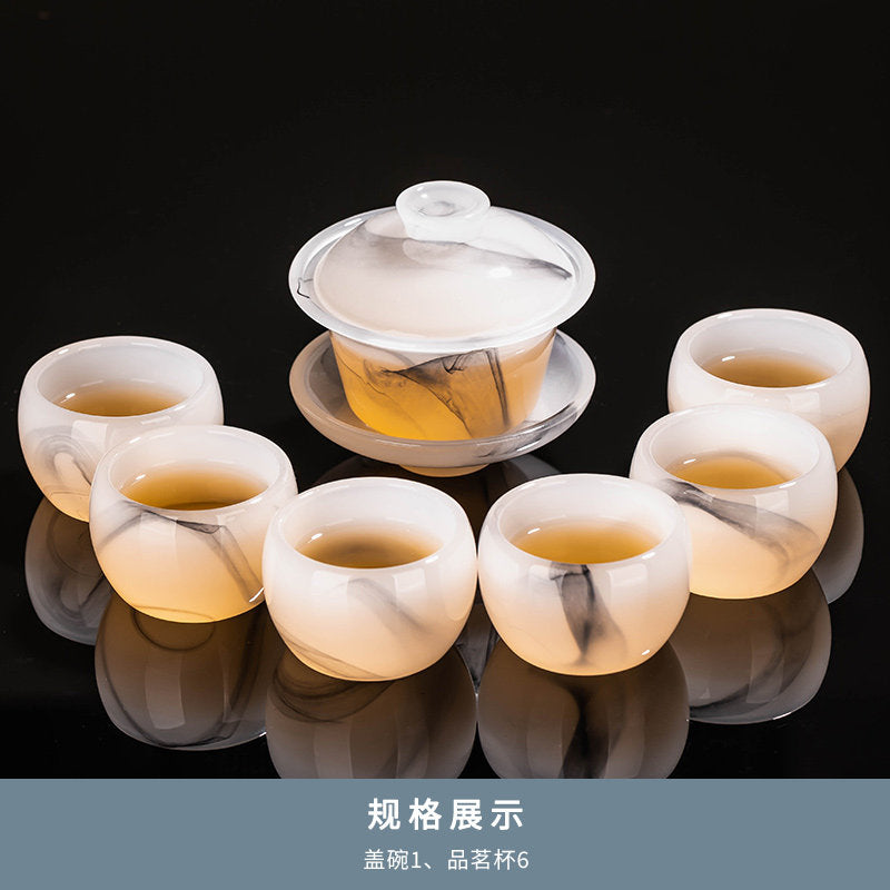 Jade Luminary Handcrafted Tea Set – Translucent Colored Glaze Teapot & Cup Set with Gift Box(Complimentary Premium Tea Included)