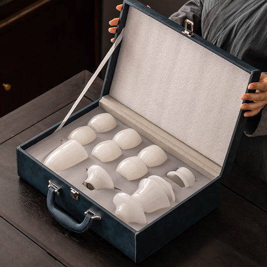 Jade Luminary Handgefertigtes Teeservice – Teekanne und Tassenset aus durchscheinender Farbglasur mit Geschenkbox (Kostenloser Premium-Tee inklusive)